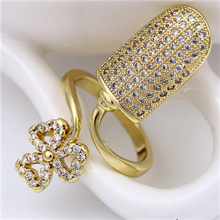 Купить кольцо на фалангу Everiot RG-XP-25747 золотистого цвета с фианитами оптом от 730 руб.