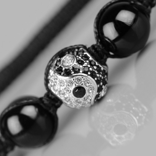 Купить браслет Шамбала из натуральных камней Everiot Select LNS-0201 агат и черный оникс с символом "Инь-Янь" оптом от 1 070 руб.