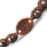 Купить плетеный коричневый браслет Шамбала ручной работы из бронзита Everiot Select LNS-3129 со знаком Ом оптом от 1 040 руб.