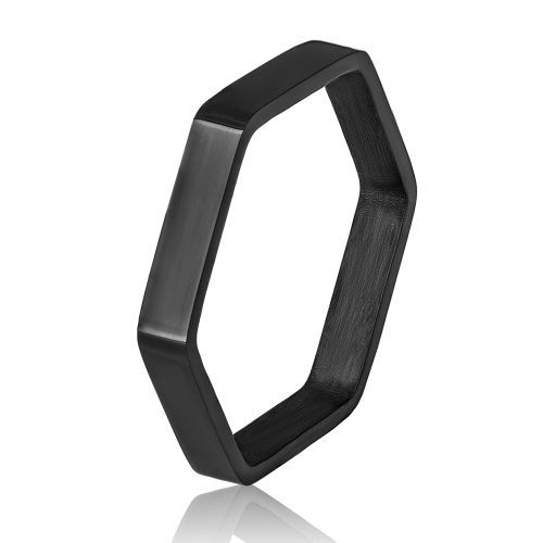 Купить черное кольцо из стали TATIC RSS-5070 шестиугольное, необычное оптом от 870 руб.