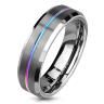 Купить кольцо Lonti R-TU18W из карбида вольфрама c тонкой разноцветной полоской  оптом от 1 570 руб.