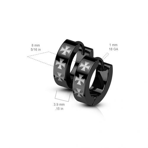 Купить маленькие серьги-кольца (конго) из стали TATIC SE043 с крестами оптом от 500 руб.