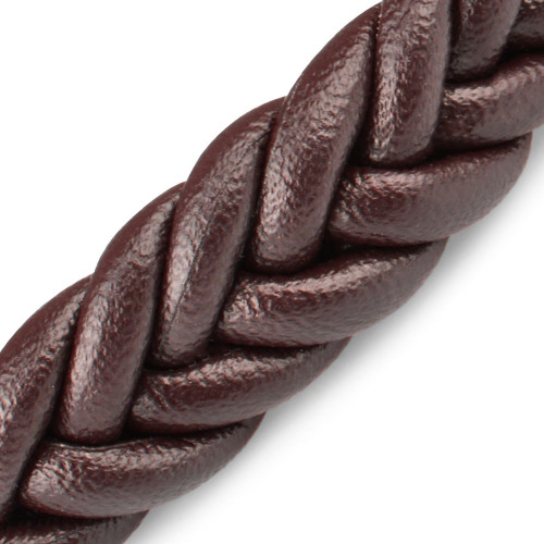 Купить коричневый кожаный браслет мужской Everiot BC-MJ-1575 в форме косы оптом от 1 140 руб.