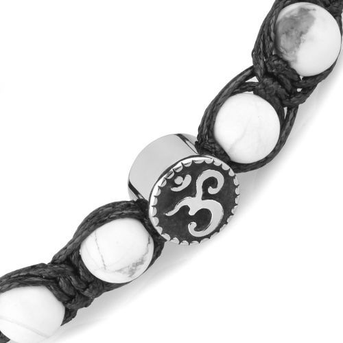 Купить плетеный браслет Шамбала ручной работы из кахолонга Everiot Select LNS-3131 со знаком Ом оптом от 850 руб.