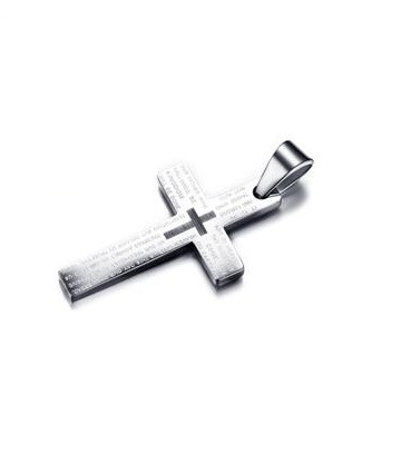 Купить крест Everiot SPD-XP-2714 из стали с молитвой "Отче наш" на английском языке оптом от 880 руб.