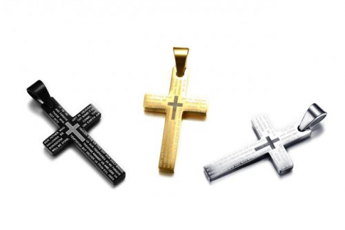 Купить крест Everiot SPD-XP-2714 из стали с молитвой "Отче наш" на английском языке оптом от 910 руб.