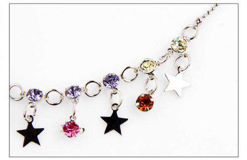 Купить браслет на ногу DS-76042 со звездами и цветными кристаллами оптом от 890 руб.