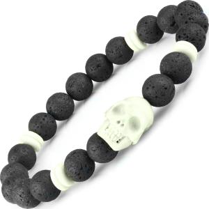 Мужской браслет на резинке из лавового камня и кости с черепом Everiot Select select LNS-2117