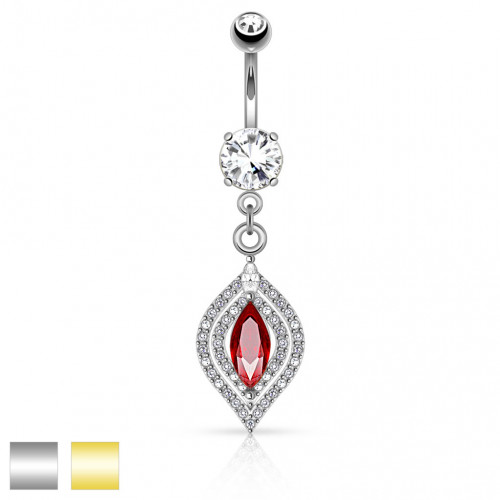 Купить украшение для пирсинга пупка PiercedFish N16002 с красным фианитом оптом от 1 070 руб.