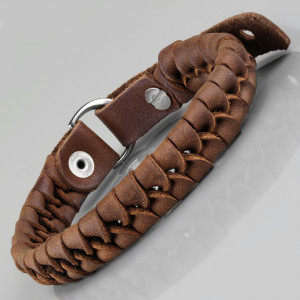 Кожаный плетеный браслет Scappa NY-434-BR мужской