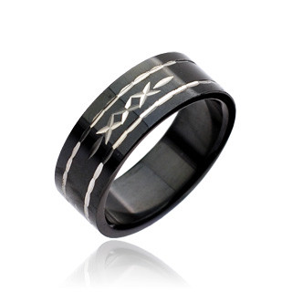 Купить кольцо из стали TATIC R7042 с красивыми узорами оптом от 580 руб.