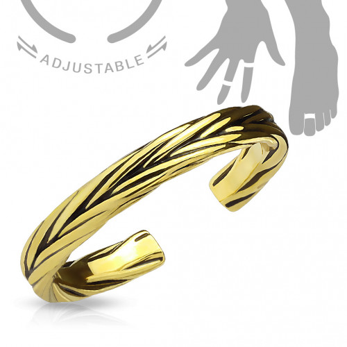 Купить безразмерное незамкнутое кольцо для пальцев ног/на фалангу TATIC R-A16514-GD под золото с плетением оптом от 350 руб.