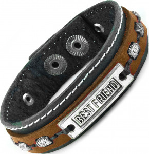 Кожаный браслет мужской Scappa L-730 с надписью "BEST FRIEND"