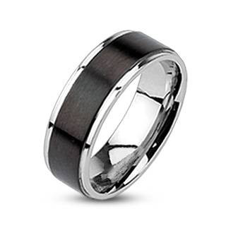 Купить кольцо из стали TATIC RSS-0025, с черной матовой полосой оптом от 460 руб.