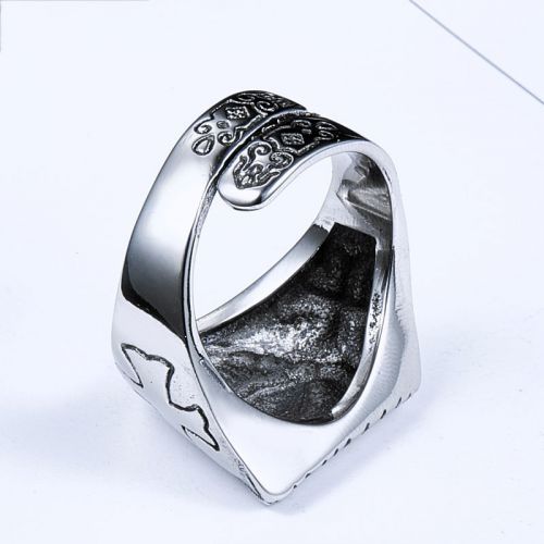 Купить мужской перстень из стали с крестами и символом масонов "Всевидящее око" Everiot SR-BR-176-GD оптом от 1 680 руб.