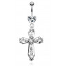Купить украшение для пирсинга пупка PiercedFish --NAL13151 в форме креста из фианитов оптом от 920 руб.
