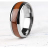 Купить мужское кольцо Tisten из титан-вольфрама (тистена) R-TS-023 со вставкой под дерево оптом от 1 370 руб.