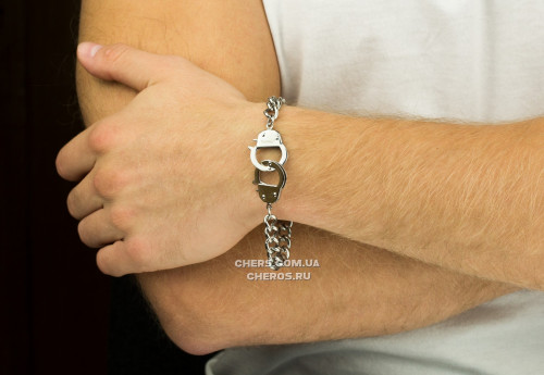Купить мужской браслет-цепь Spikes SSB-1017 из стали с застежкой в форме наручников оптом от 1 380 руб.