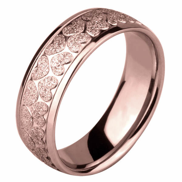 Купить кольцо из стали Everiot AAB-05RSSD с мерцающими сердечками цвета розового золота оптом от 890 руб.