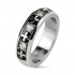 Купить кольцо из стали Spikes R-H1623 черное с крестами и фианитами оптом от 500 руб.