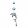 Купить украшение для пирсинга пупка PiercedFish NSX-7656 в форме дельфина с фианитами оптом от 500 руб.