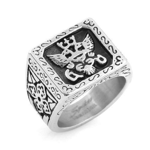 Купить мужской перстень из стали Spikes R-H2015 с изображением двуглавого орла оптом от 830 руб.