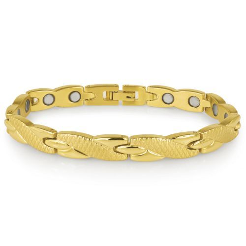 Купить мужской магнитный браслет из стали Magnetana KBM-180845 с покрытием цвета желтого золота оптом от 1 800 руб.