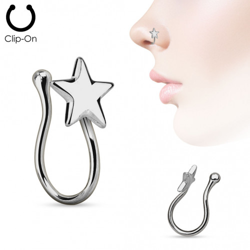 Купить серьга пирсинг-обманка (клипса) для носа PiercedFish NOCL03-HM со звездой оптом от 300 руб.