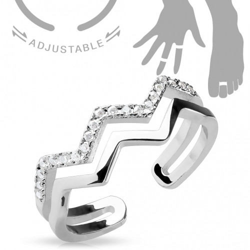 Купить безразмерное незамкнутое кольцо для пальцев ног/на фалангу TATIC R-A17529 с фианитами оптом от 470 руб.
