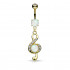 Купить серьга для пирсинга пупка PiercedFish N18120-GD в форме скрипичного ключа с имитацией опала оптом от 590 руб.