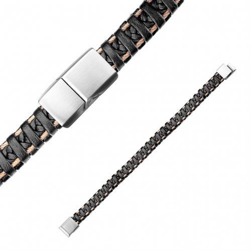 Купить браслет мужской из экокожи TATIC SLQ-1005 с нержавеющей сталью оптом от 1 670 руб.