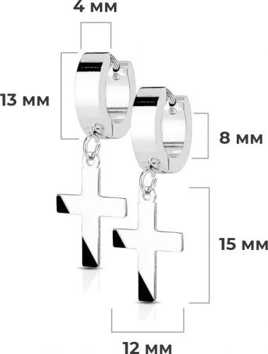 Купить набор серьги-кольца 3 пары TATIC SET-SE2079 из стали, с подвесками кресты оптом от 2 650 руб.