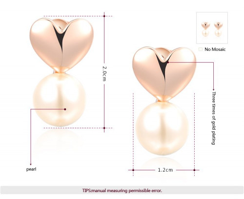 Купить  Серьги ROZI RR-03175B в форме сердца с жемчужиной оптом от 430 руб.