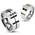 Купить кольцо из стали TATIC NP-R-H1738 с полоской и тремя фианитами оптом от 700 руб.
