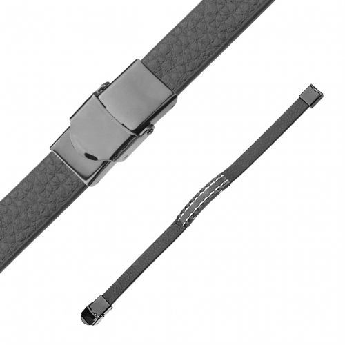 Купить мужской браслет из экокожи со стальной вставкой под гравировку TATIC SLQ-1008K черный оптом от 1 050 руб.