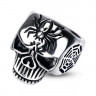 Купить мужской стальной перстень Spikes R-H2021 в форме черепа с пауком оптом от 700 руб.
