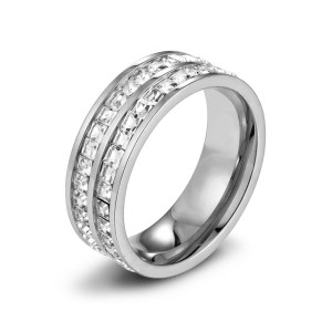 Женское кольцо дорожка из стали TATIC RSS-6715-ST без покрытия, с фианитами