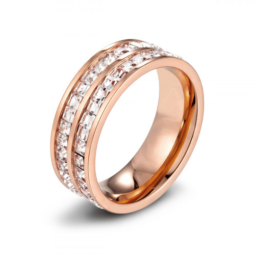 Купить женское кольцо дорожка из стали TATIC RSS-6716-RD покрытие розовое золото, с фианитами оптом от 2 300 руб.