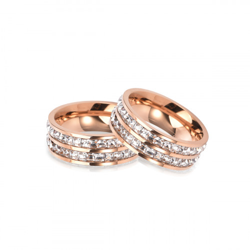 Купить женское кольцо дорожка из стали TATIC RSS-6716-RD покрытие розовое золото, с фианитами оптом от 2 300 руб.