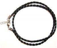 Шнурок плетеный из черной экокожи тонкий RK-002