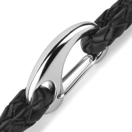 Купить мужской браслет-намотка из черной кожи Everiot Select LNS-5009 плетеный оптом от 1 090 руб.
