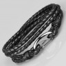 Купить мужской браслет-намотка из черной кожи Everiot Select LNS-5009 плетеный оптом от 1 090 руб.