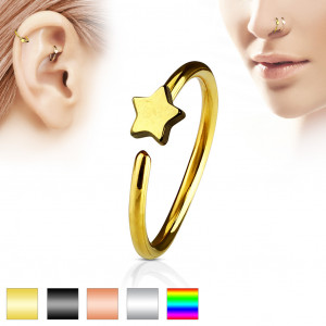 Серьга кольцо для пирсинга хеликса, трагуса, носа PiercedFish NOCR-12 в форме звезды