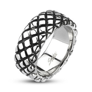 Купить мужское кольцо из стали Spikes R-Q2005 с рельефной поверхностью оптом от 680 руб.