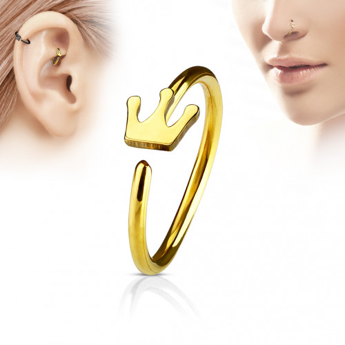Купить серьга кольцо в нос, хеликс, трагус PiercedFish NOCR-13 в форме короны оптом от 310 руб.