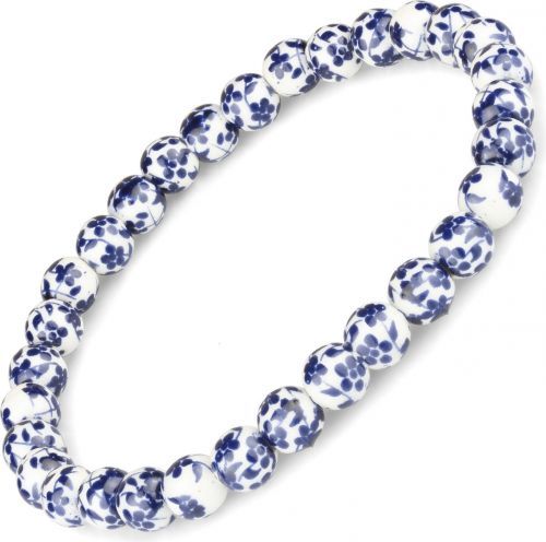 Купить набор женских браслетов из агата и керамических бусин Everiot Select LNS-7010 на резинке с крестиком оптом от 950 руб.