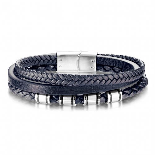 Купить мужской плетеный браслет из экокожи TATIC SLQ-1013B синий оптом от 1 460 руб.