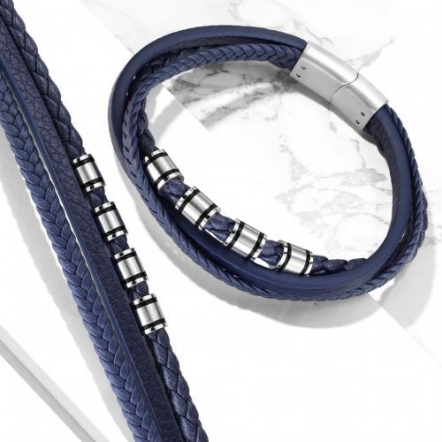 Купить мужской плетеный браслет из экокожи TATIC SLQ-1013B синий оптом от 1 440 руб.