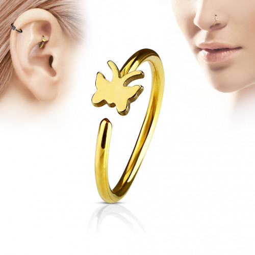 Купить серьга кольцо для пирсинга хеликса, трагуса, носа PiercedFish NOCR-14 в форме бабочки оптом от 310 руб.