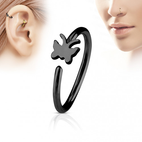 Купить серьга кольцо для пирсинга хеликса, трагуса, носа PiercedFish NOCR-14 в форме бабочки оптом от 310 руб.